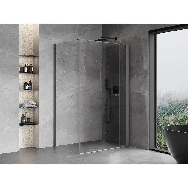 Mexen Mist-F skladacia sprchová kabína pravá 85 x 75 cm, priehľadná, tmavý kov - 8A6T-085-075-95-00-P