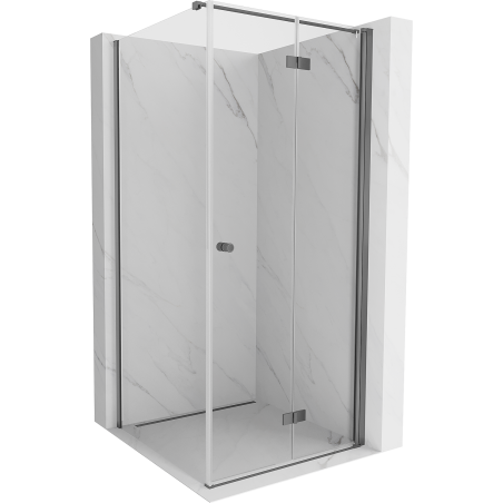 Mexen Mist-F skladacie sprchové dvere pravé 85 x 85 cm, transparentné, gun metal - 8A6T-085-085-95-00-P
