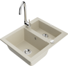 Mexen Carlos žulový kuchynský drez 1,5-komorový s kuchynskou batériou Telma, béžový - 6518-69-670200-00