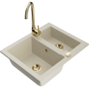 Mexen Carlos žulový 1,5-komorový drez s kuchynskou batériou Telma, béžový - 6518-69-670200-50