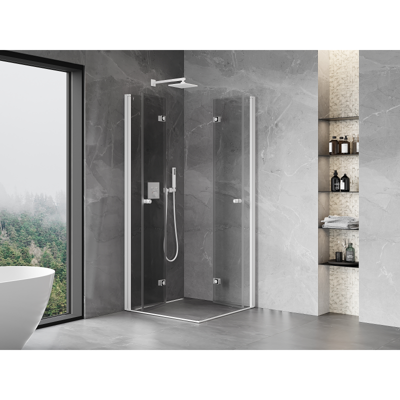 Mexen Mist-F Duo skladací sprchový kút 70 x 70 cm, priehľadný, biely - 8A6-070L-070P-20-00