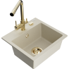 Mexen Milo granitový drez 1-komorový s kuchynskou batériou Duero, béžový - 6505-69-671600-50