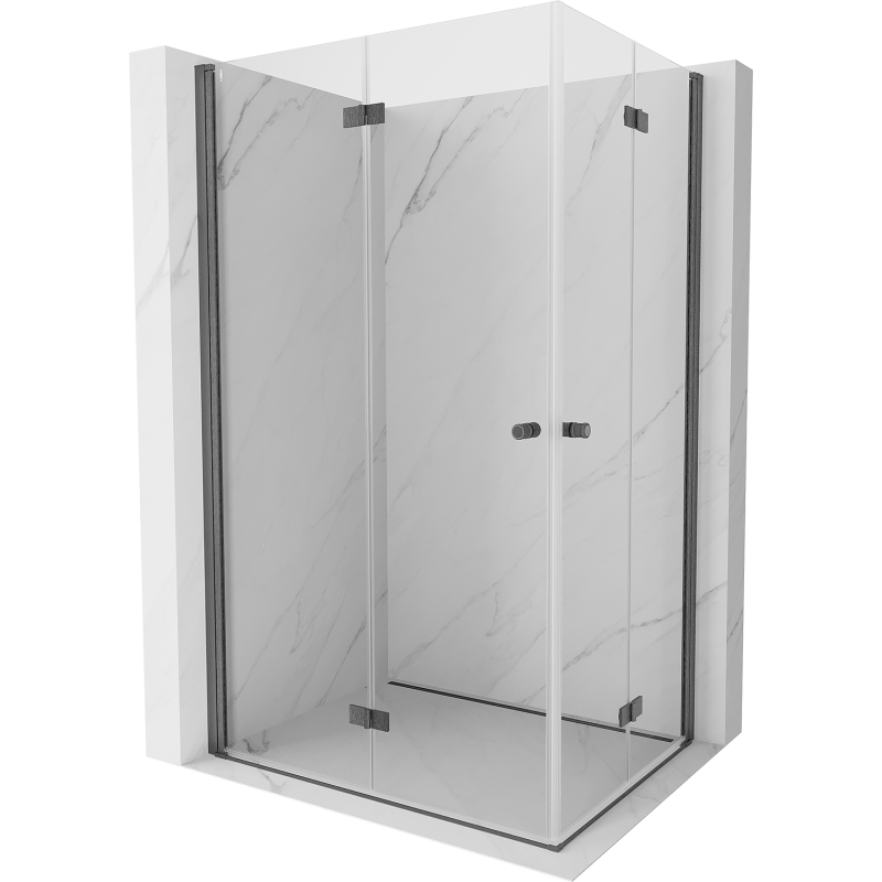 Mexen Mist-F Duo skladací sprchovací kút ľavý 100 x 75 cm, transparentný, brúsená farba gun gray - 8A6-100L-075P-66-00