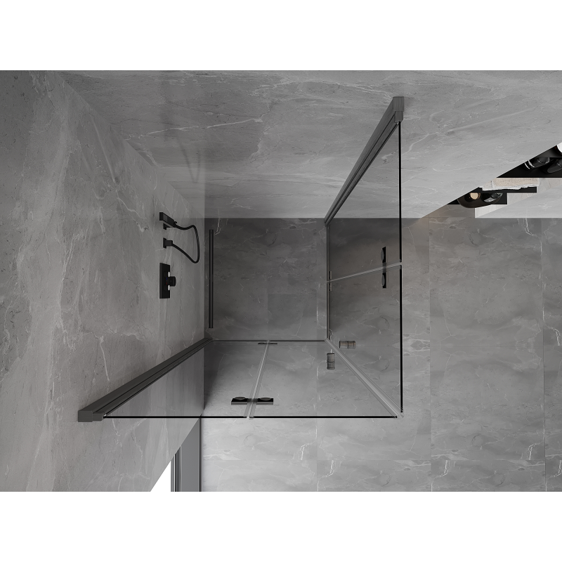 Mexen Mist-F Duo skladacia sprchová kabína 85 x 85 cm, transparentná, brúsená zbraň sivá - 8A6-085L-085P-66-00