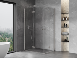 Mexen Mist-F Duo skladacia sprchová kabína ľavá 100 x 80 cm, transparentná, brúsený nikel - 8A6-100L-080P-97-00