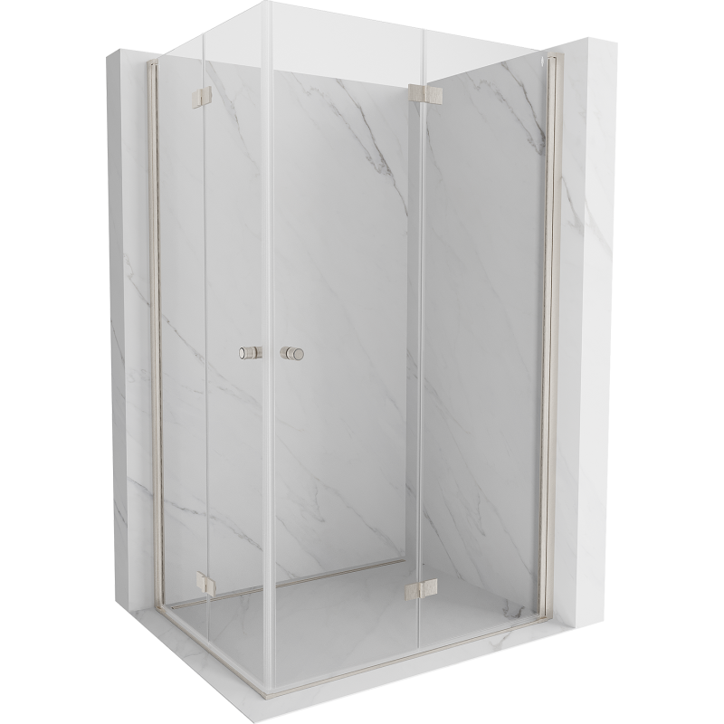 Mexen Mist-F Duo skladací sprchový kút pravý 75 x 120 cm, transparentný, brúsený nikel - 8A6-075L-120P-97-00