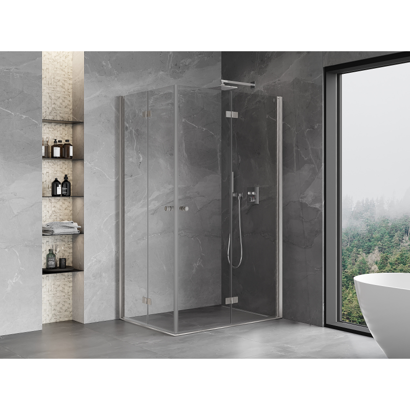 Mexen Mist-F Duo skladacia sprchová kabína pravá 110 x 120 cm, transparentná, brúsený nikel - 8A6-110L-120P-97-00