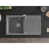 Mexen Leo granitový drez 1-komorový s odkvapkávačom a kuchynskou batériou Telma, sivý - 6501-71-670200-71
