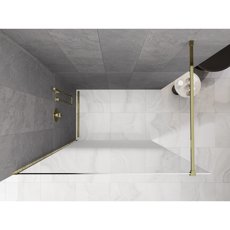 Mexen Kioto sprchová stena Walk-in 100 x 200 cm, biela ombre 8 mm, zlatá - 800-100-101-50-86