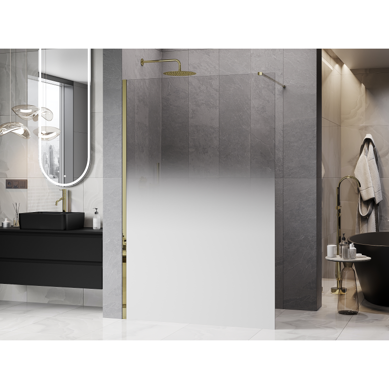 Mexen Kioto sprchová stena Walk-in 120 x 200 cm, biele ombre 8 mm, zlatá - 800-120-101-50-86