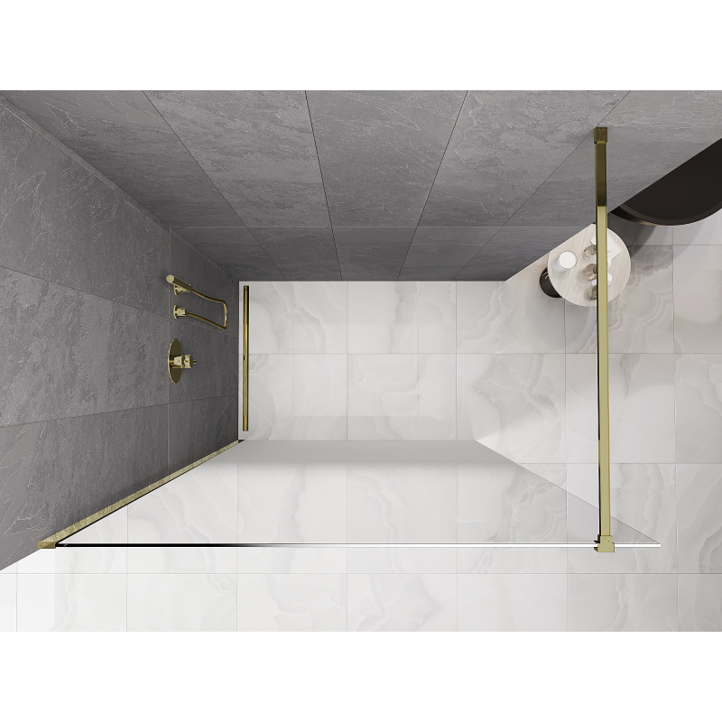 Mexen Kioto sprchová stena Walk-in 130 x 200 cm, ombre biela 8 mm, zlatá - 800-130-101-50-86