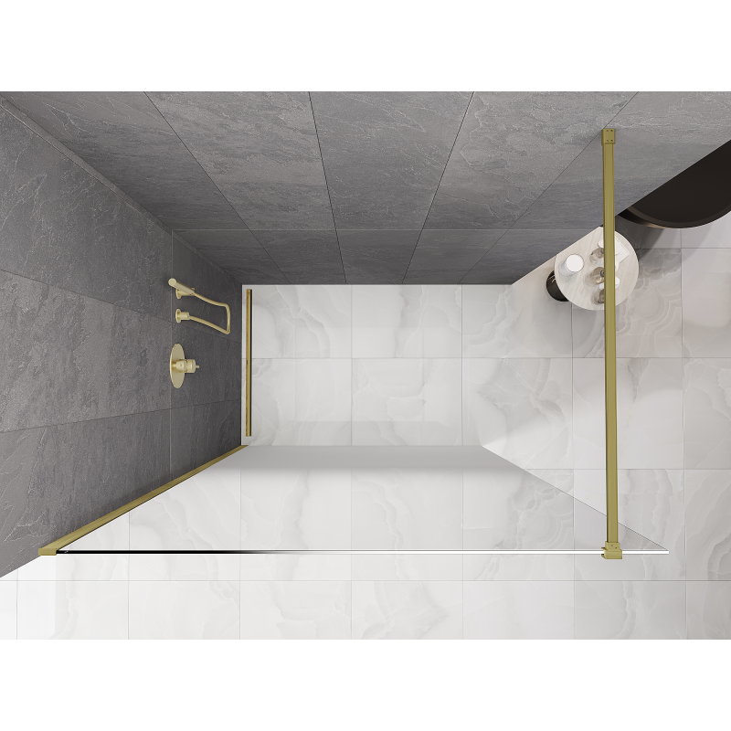 Mexen Kioto sprchová stena Walk-in 110 x 200 cm, biela ombre 8 mm, zlatá kefovaná - 800-110-101-55-86