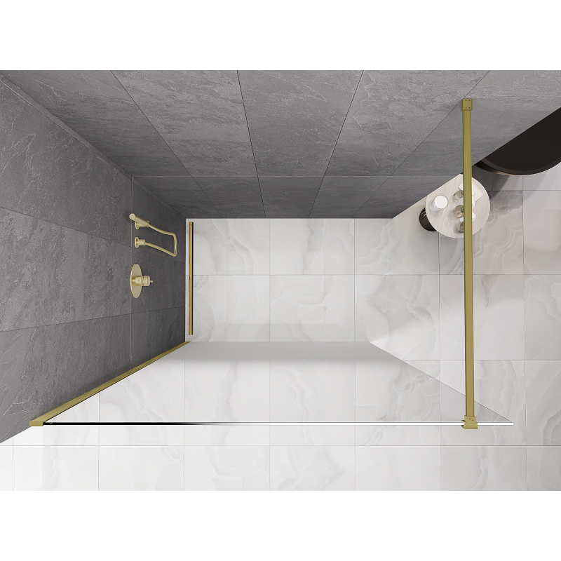 Mexen Kioto sprchová stena Walk-in 70 x 200 cm, biela ombre 8 mm, zlatá kartáčovaná - 800-070-101-55-86