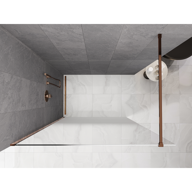 Mexen Kioto sprchová stena Walk-in 70 x 200 cm, biela ombre 8 mm, ružové zlato - 800-070-101-60-86
