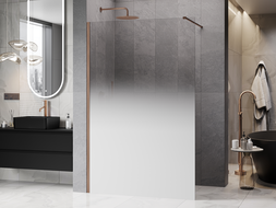Mexen Kioto Sprchová stena Walk-in 80 x 200 cm, biela ombre 8 mm, brúsená meď - 800-080-101-65-86