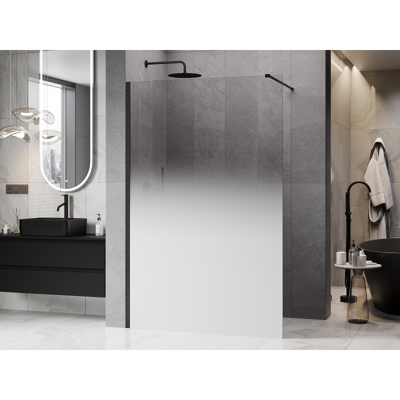 Mexen Kioto sprchová stena Walk-in 130 x 200 cm, biela ombré 8 mm, čierna - 800-130-101-70-86