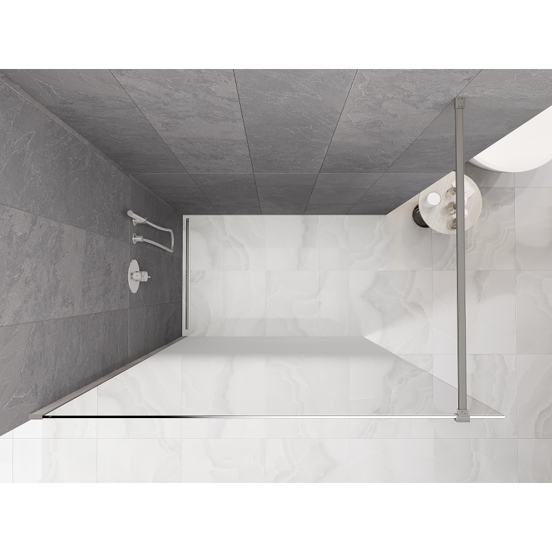 Mexen Kioto sprchová stena Walk-in 120 x 200 cm, biela ombre 8 mm, brúsený nikel - 800-120-101-97-86
