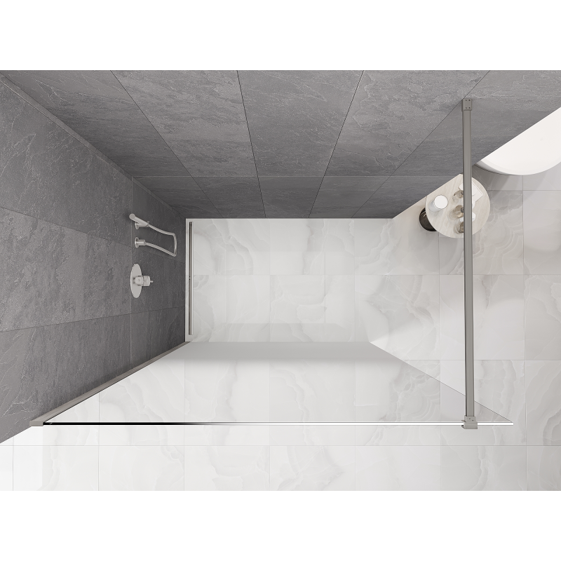 Mexen Kioto sprchová stena Walk-in 150 x 200 cm, biela ombre 8 mm, brúsený nikel - 800-150-101-97-86