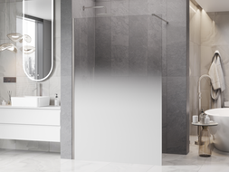 Mexen Kioto sprchová stena Walk-in 90 x 200 cm, biela ombre 8 mm, brúsený nikel - 800-090-101-97-86