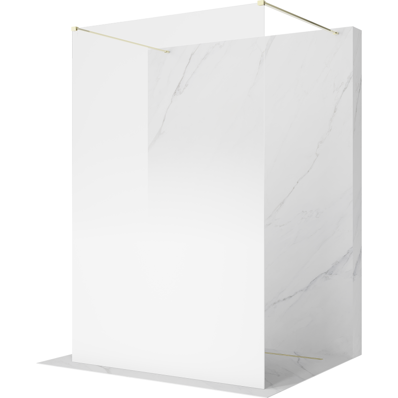Mexen Kioto voľne stojaca sprchová priečka 130 x 200 cm, biela ombre 8 mm, zlatá - 800-130-002-50-86