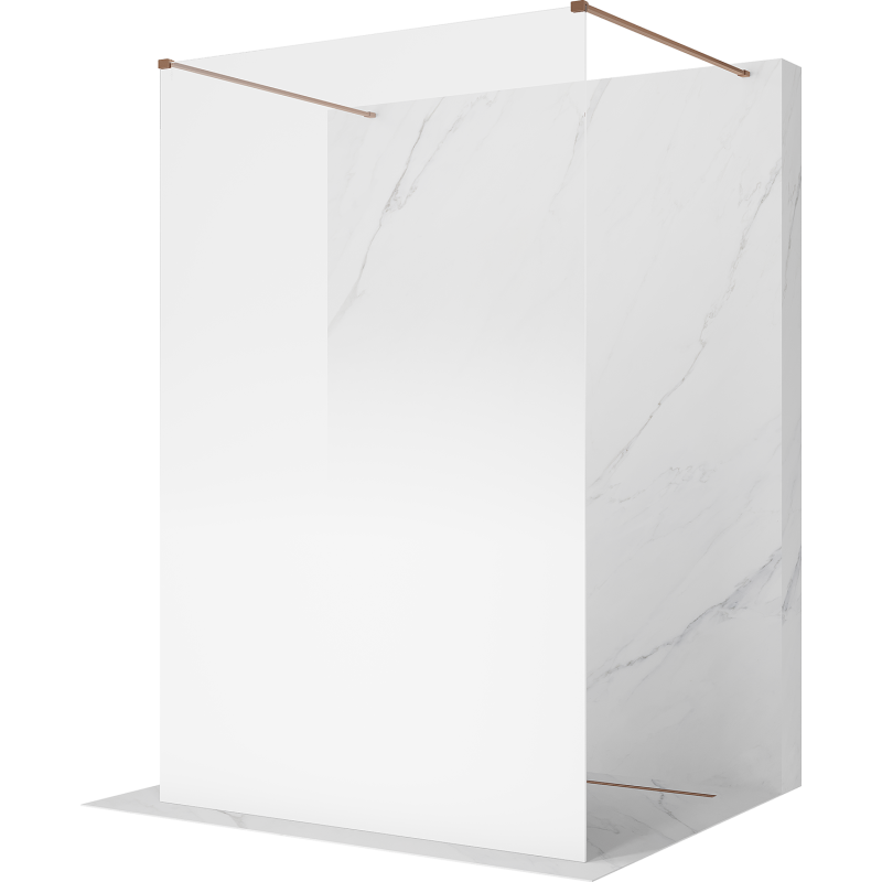 Mexen Kioto voľne stojaca sprchová stena 100 x 200 cm, biele ombre 8 mm, brúsená meď - 800-100-002-65-86