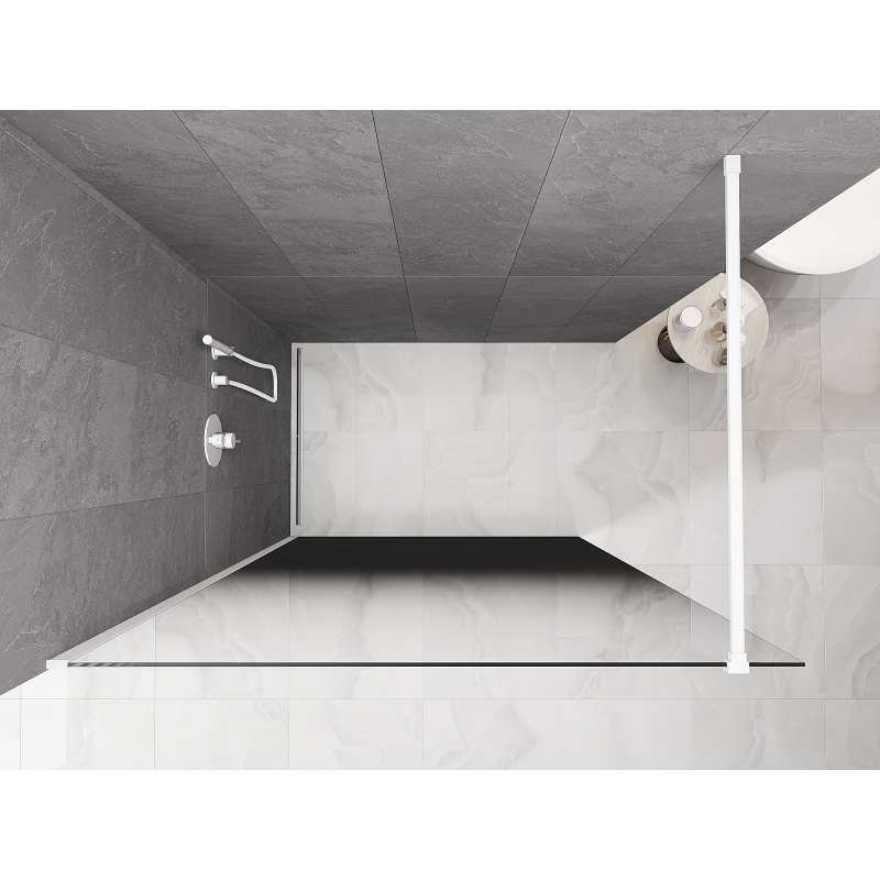 Mexen Kioto sprchová stena Walk-in 80 x 200 cm, čierne ombre 8 mm, biela - 800-080-101-20-76