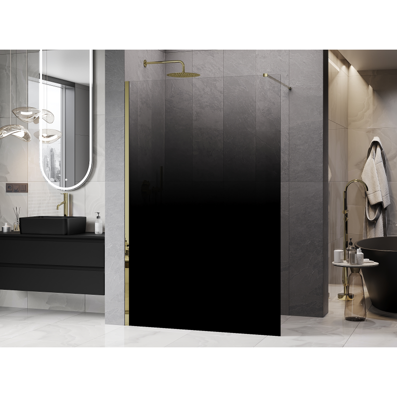 Mexen Kioto sprchová stena Walk-in 120 x 200 cm, ombre čierna 8 mm, zlatá - 800-120-101-50-76