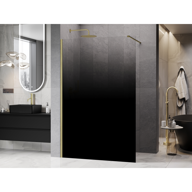 Mexen Kioto sprchová stena Walk-in 70 x 200 cm, čierna ombre 8 mm, zlatá brúsená - 800-070-101-55-76