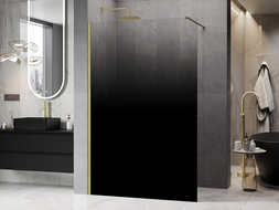 Mexen Kioto sprchová stena Walk-in 70 x 200 cm, čierna ombre 8 mm, zlatá brúsená - 800-070-101-55-76