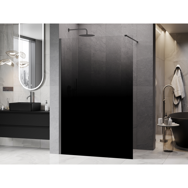 Mexen Kioto sprchová stena Walk-in 140 x 200 cm, čierne ombre 8 mm, gun metal - 800-140-101-95-76
