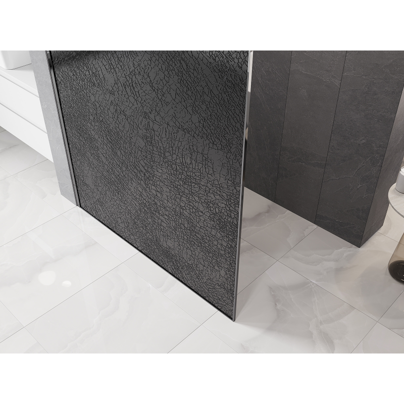 Mexen Kioto Sprchová stena Walk-in 130 x 200 cm, crackle grafit 12 mm, chróm - 800-130-101-01-44-X