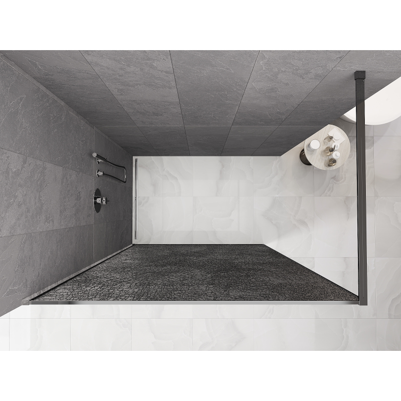 Mexen Kioto sprchová stena Walk-in 100 x 200 cm, crackle grafit 12 mm, chróm - 800-100-101-01-44-X