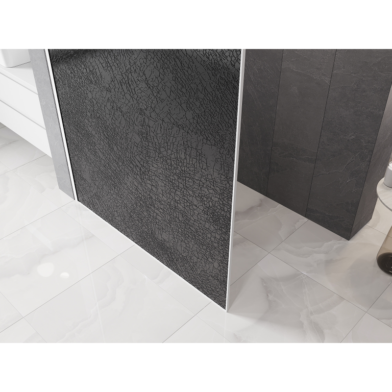 Mexen Kioto sprchová stena Walk-in 150 x 200 cm, crackle grafit 12 mm, biela - 800-150-101-20-44-X
