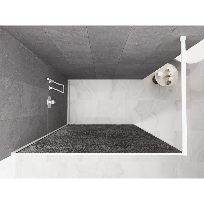 Mexen Kioto sprchová stena Walk-in 100 x 200 cm, crackle grafit 12 mm, biela - 800-100-101-20-44-X