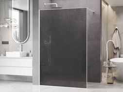 Mexen Kioto sprchová stena Walk-in 130 x 200 cm, crackle grafit 12 mm, biela - 800-130-101-20-44-X