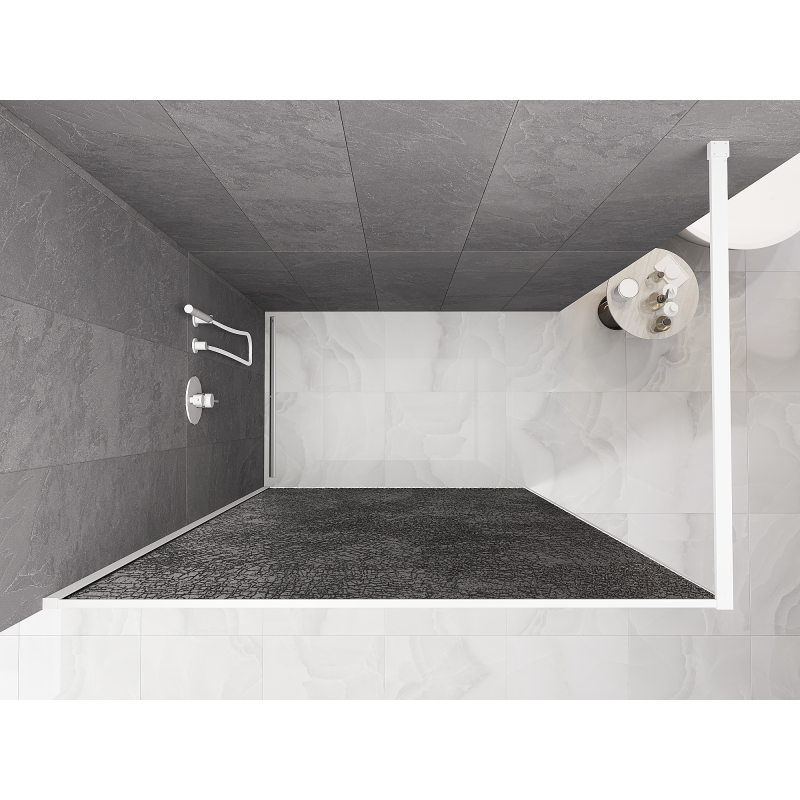 Mexen Kioto sprchová stena Walk-in 120 x 200 cm, crackle grafit 12 mm, biela - 800-120-101-20-44-X