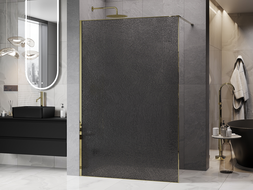 Mexen Kioto sprchová stena Walk-in 120 x 200 cm, crackle grafit 12 mm, zlatá - 800-120-101-50-44-X