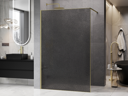 Mexen Kioto sprchová stena Walk-in 80 x 200 cm, crackle grafit 12 mm, zlatá kefovaná - 800-080-101-55-44-X