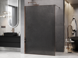 Mexen Kioto sprchová stena Walk-in 100 x 200 cm, crackle grafit 12 mm, ružové zlato - 800-100-101-60-44-X