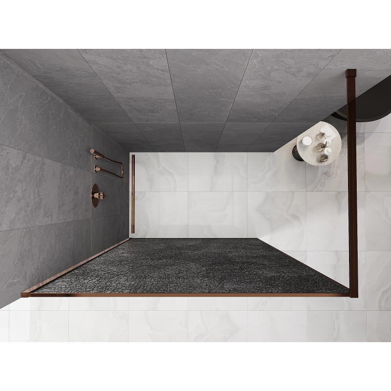 Mexen Kioto sprchová stena Walk-in 130 x 200 cm, grafit crackle 12 mm, ružové zlato - 800-130-101-60-44-X