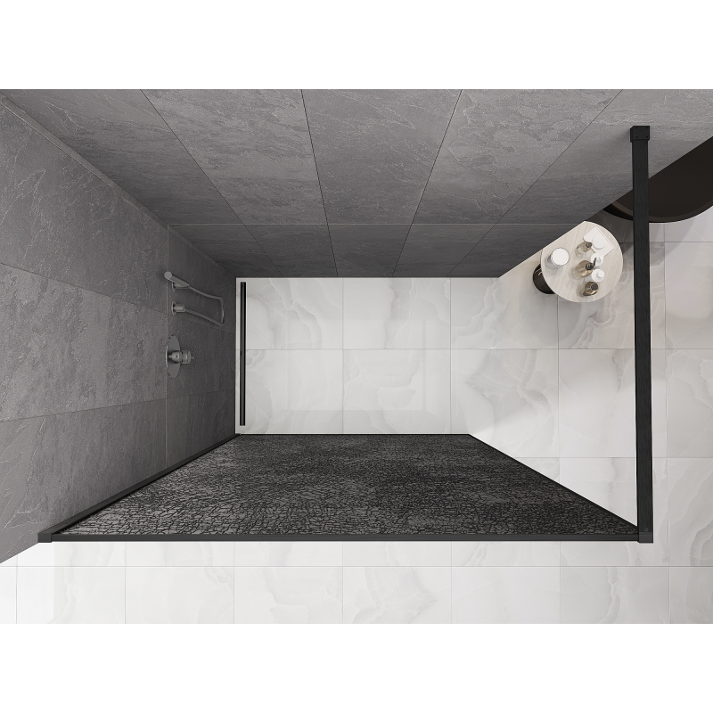Mexen Kioto sprchová stena Walk-in 70 x 200 cm, crackle grafit 12 mm, gun gray brúsený - 800-070-101-66-44-X