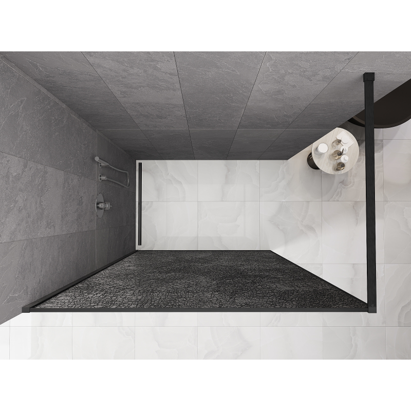 Mexen Kioto sprchová stena Walk-in 90 x 200 cm, crackle grafit 12 mm, gun gray brúsená - 800-090-101-66-44-X