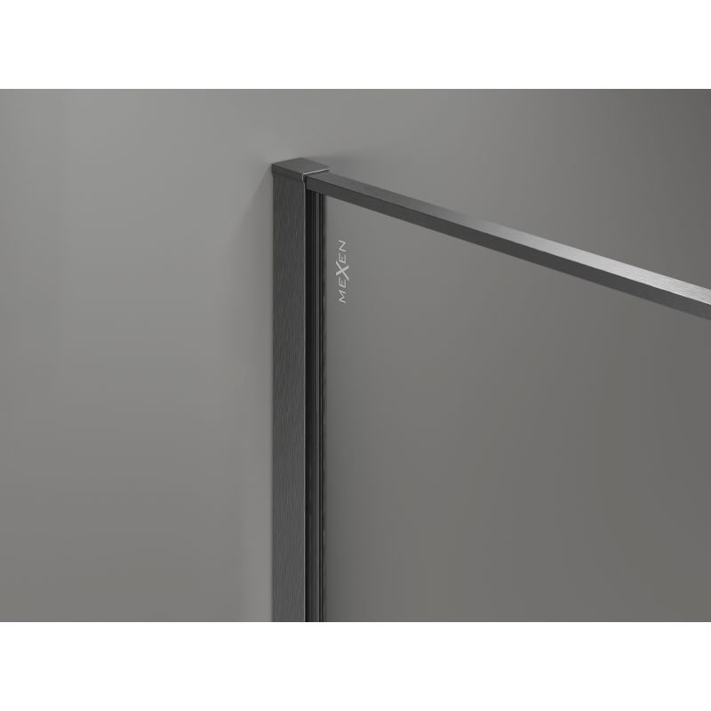 Mexen Kioto sprchová stena Walk-in 90 x 200 cm, crackle grafit 12 mm, gun gray brúsená - 800-090-101-66-44-X