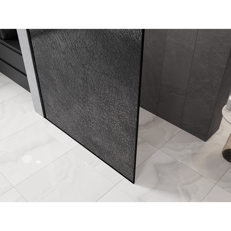 Mexen Kioto sprchová stena Walk-in 100 x 200 cm, crackle grafit 12 mm, čierna - 800-100-101-70-44-X