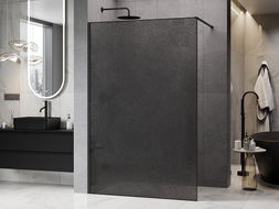 Mexen Kioto sprchová stena Walk-in 140 x 200 cm, crackle grafit 12 mm, čierna - 800-140-101-70-44-X