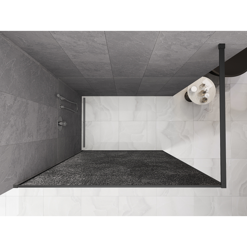 Mexen Kioto sprchová stena Walk-in 160 x 200 cm, crackle grafit 12 mm, gun metal - 800-160-101-95-44-X