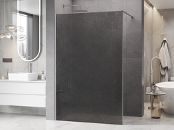 Mexen Kioto sprchová stena Walk-in 150 x 200 cm, crackle grafit 12 mm, brúsený nikel - 800-150-101-97-44-X