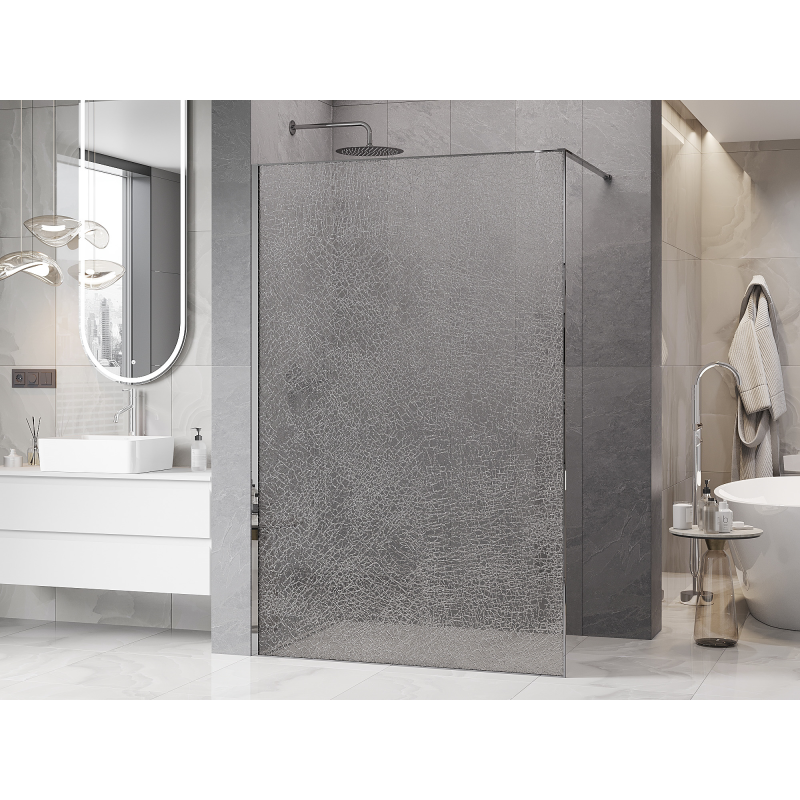 Mexen Kioto sprchová stena Walk-in 110 x 200 cm, crackle transparentná 12 mm, chróm - 800-110-101-01-04-X