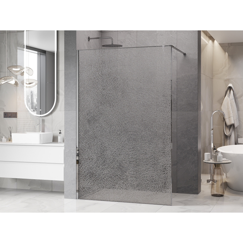 Mexen Kioto sprchová stena Walk-in 140 x 200 cm, crackle transparentné 12 mm, chróm - 800-140-101-01-04-X