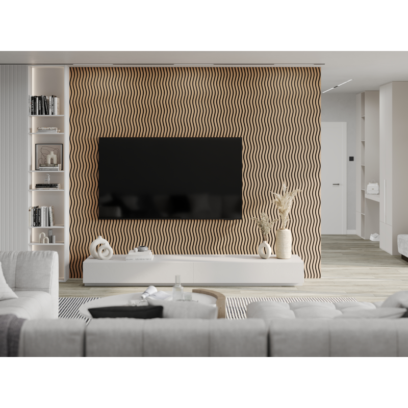 Mexen Lam-SF 01 stenové akustické lamely 280 x 30 cm, plsť 9 mm, technická dýha, Biely Dub - S106-280-01-040